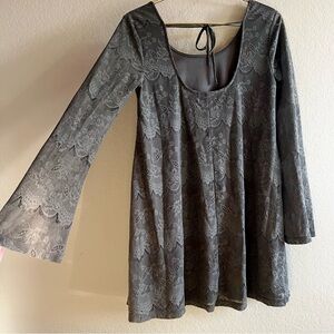 Altar’d State Small Flowy Stretchy Gray Lace Mini Dress